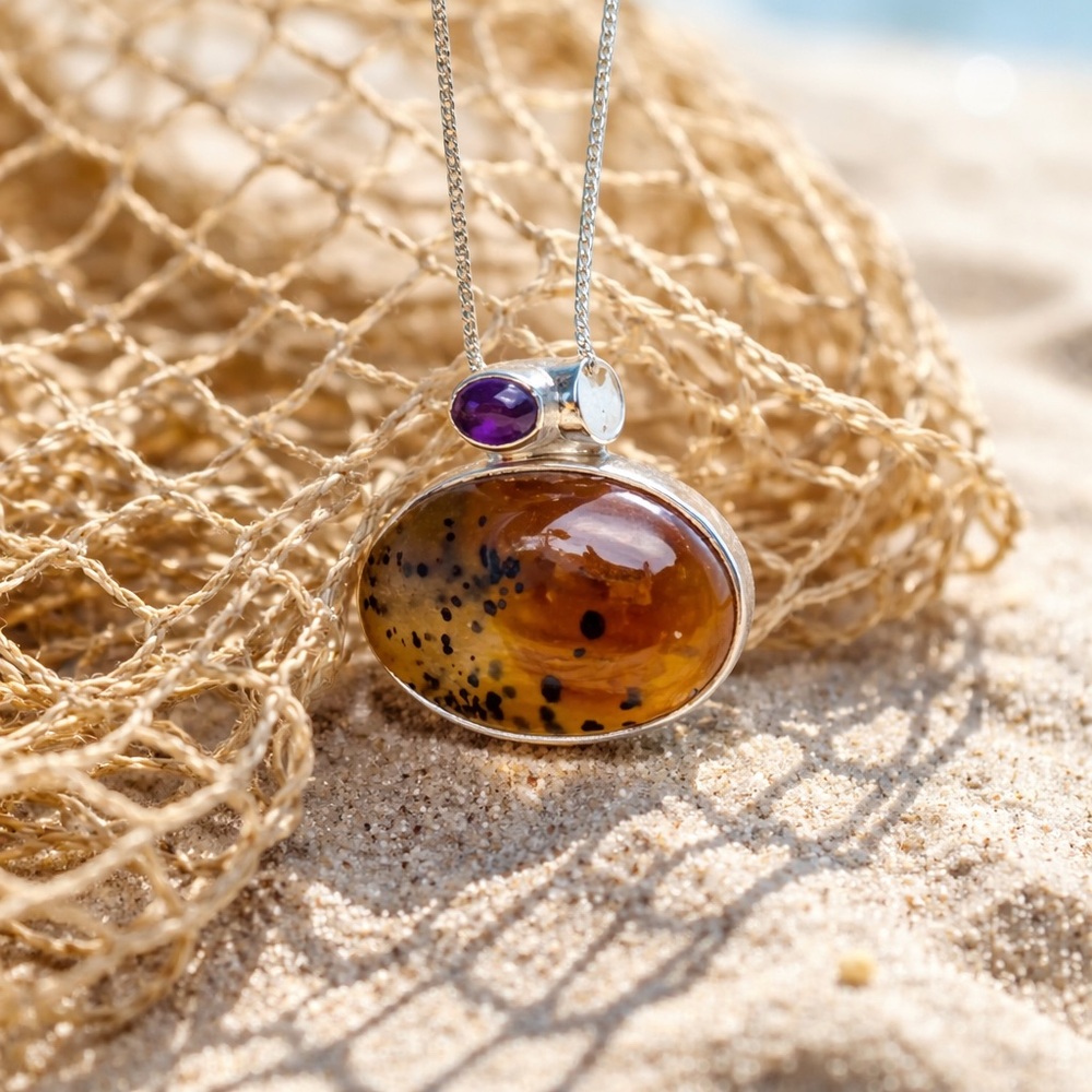 Montana Agate & Amethyst Necklace - Picture 11 of 13
